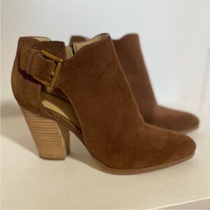 Michael Kors Adams Women's Brown Suede Cutout Ankle Booties with Buckle 6.5